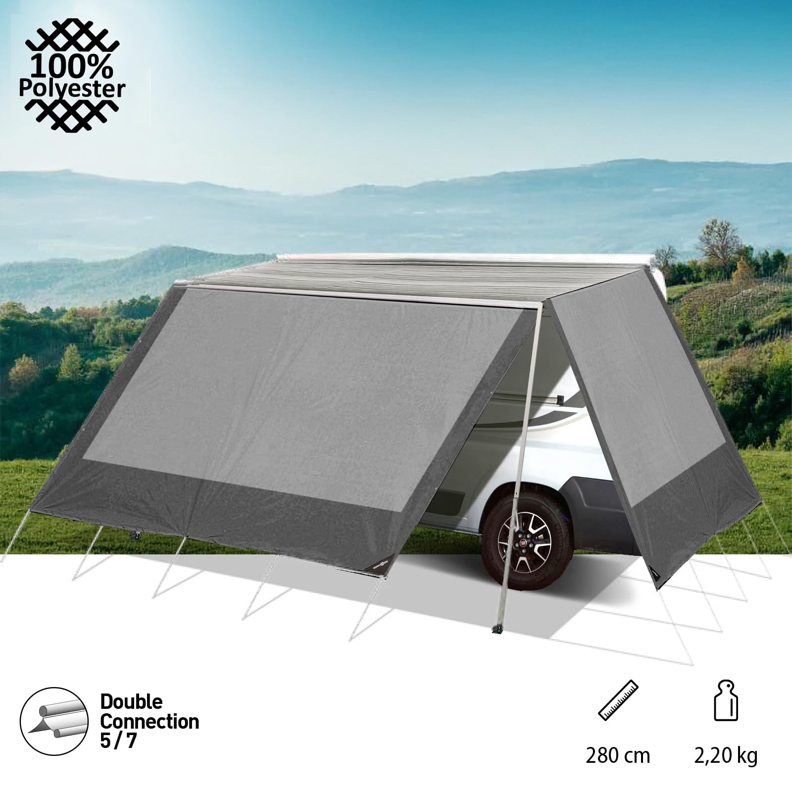 BRUNNER Sonnensegel Markise Belveder Camping Bus Sonnendach Wohnwagen Caravan 280 cm