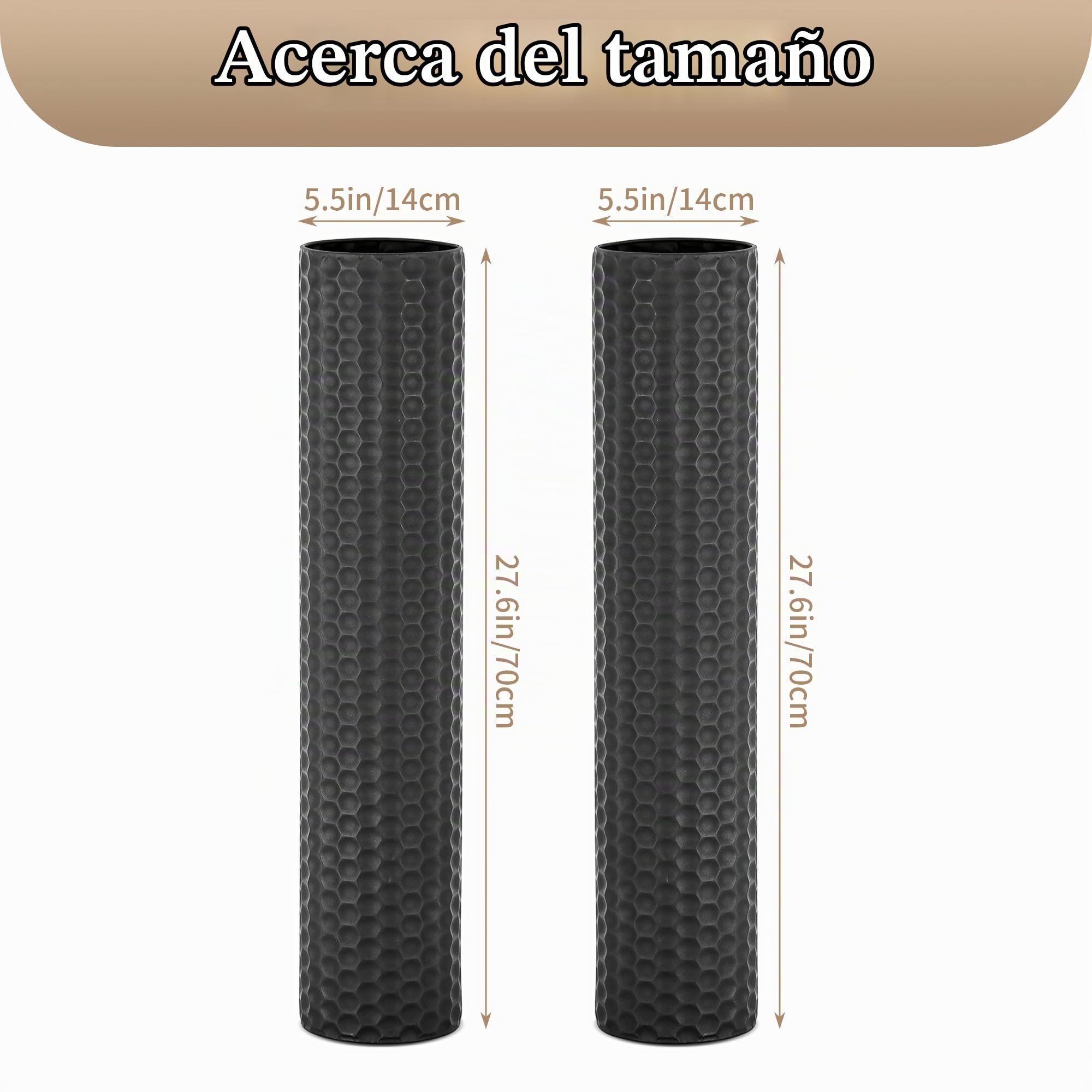 Sziqiqi Jarrones Grandes para Suelo Negro: 70 cm Jarrón Altos de Pie para la Sala de Estar - Jarrones de Suelo de Metal Grande Set de 2 - Florero de Gran Tamaño para el Dormitorio Cocina Chimenea
