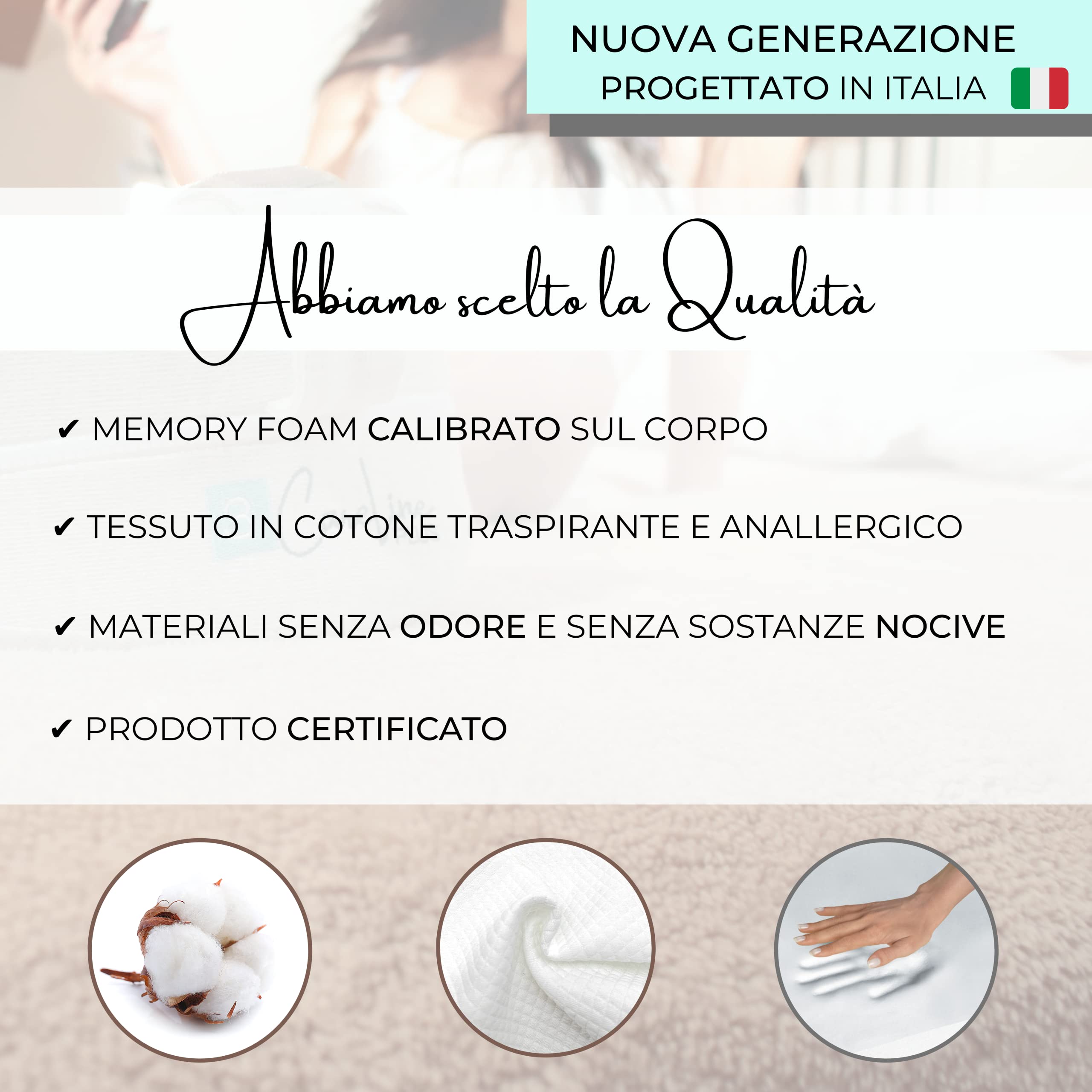 3CareLine - Cuscino per Gambe e ginocchia Dormire sul Fianco - Ortopedico - In memory Foam - Perfetto in Gravidanza