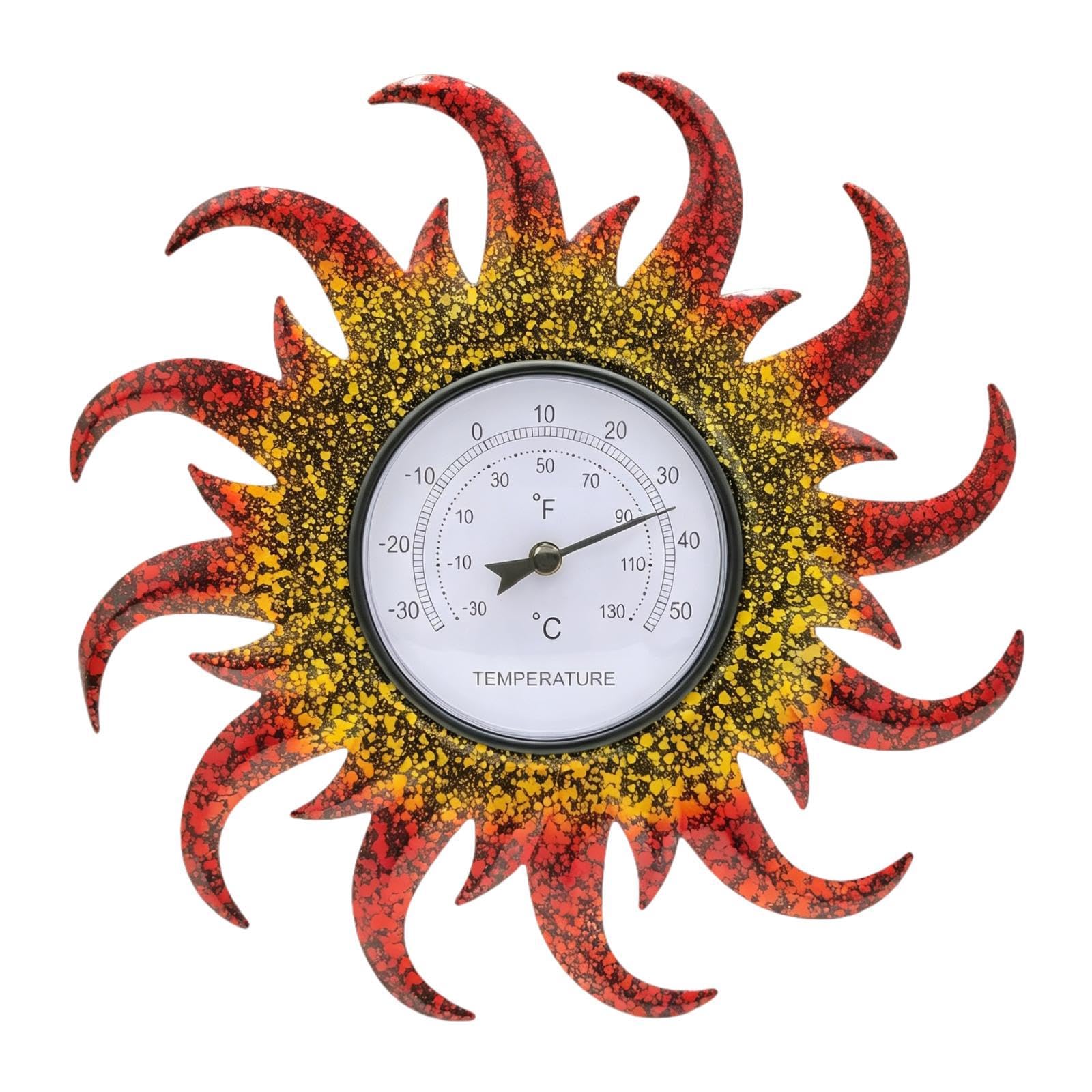 Termometro da esterno decorativo in metallo, regalo impermeabile, ornamento a forma di girasole, termometro da parete per, giardino, balcone, B