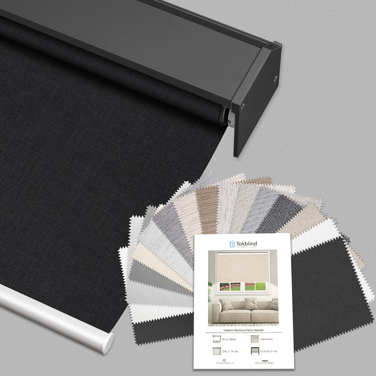 Tokblind Blackout Roller Shade Fabric Sample Swatch (Multicolor Fabric Swatch)