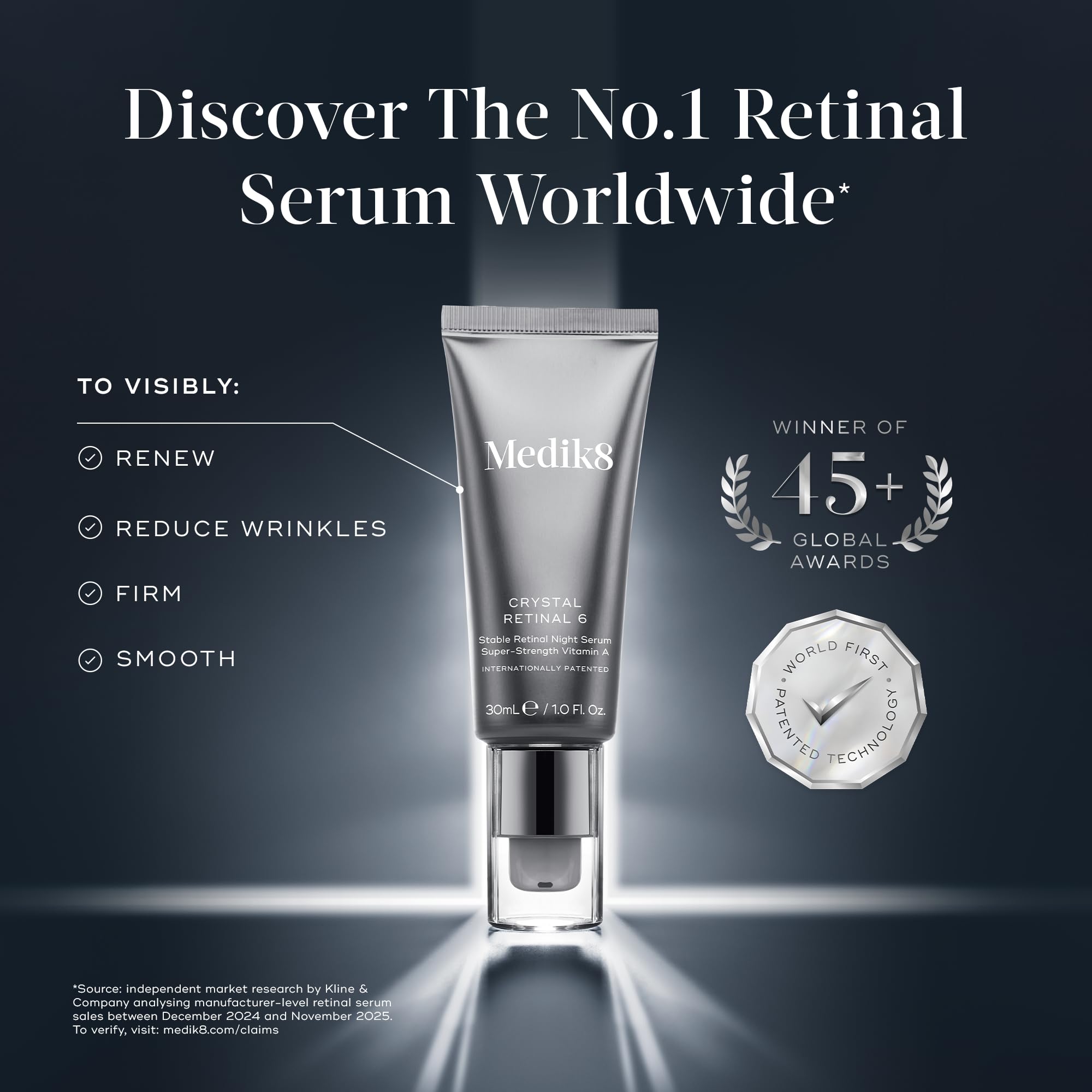 Medik8 Crystal Retinal 10 - Sérum de Nuit Anti-Âge au Rétinal - 0,1% de Concentré de Rétinal - 11x plus Rapide que le Rétinol - Pour les Nouveaux Utilisateurs de Vitamine A - 30ml