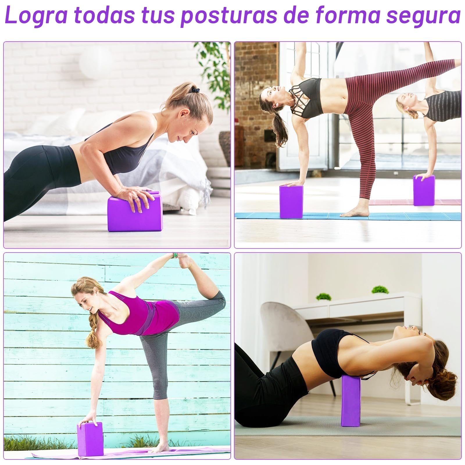Lixiluxia 2 Piezas 23×15×7.6cm Bloque Yoga, Ladrillo Yoga, Bloques Yoga, Cubos de Espuma, Ladrillos de Yoga EVA de Alta Densidad para Yoga, Pilates, Ejercicio, Entrenamiento, Fitne