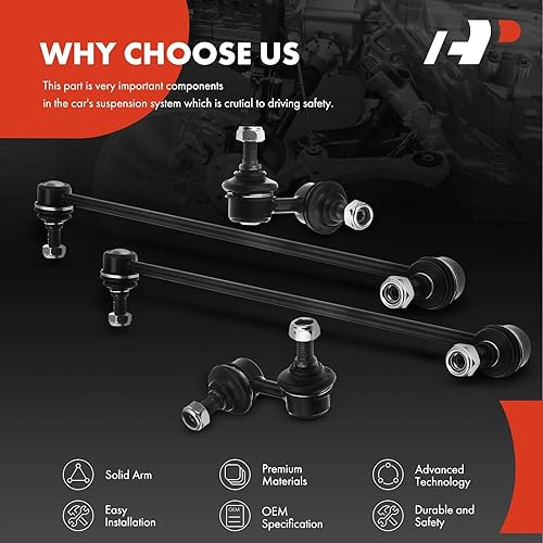 Miniatura 5 de A-Premium Juego de 4 eslabones de barra estabilizadora delantera y trasera, compatible con Hyundai Genesis Coupe 2011 2012 2013 2014 2015, repuesto