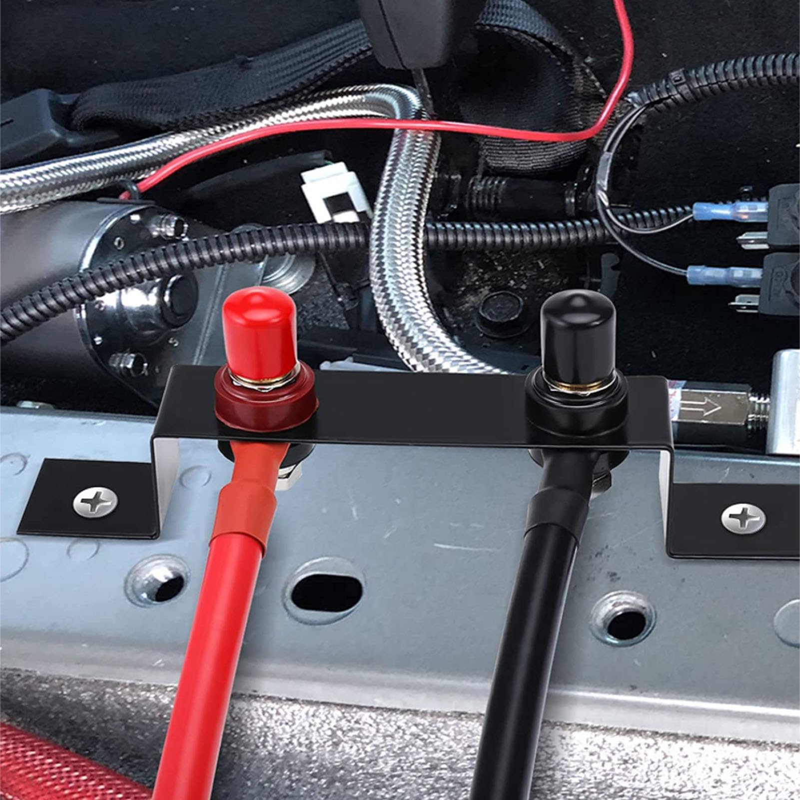 Yctze Kit de Reubicación de Poste de Salto de Batería de Terminales de Batería Remota de Coche 4AWG | Cable de cobre de 1,2 M, acceso de carga rápida, soporte a prueba de golpes para UTV ATV coche camión RV barco