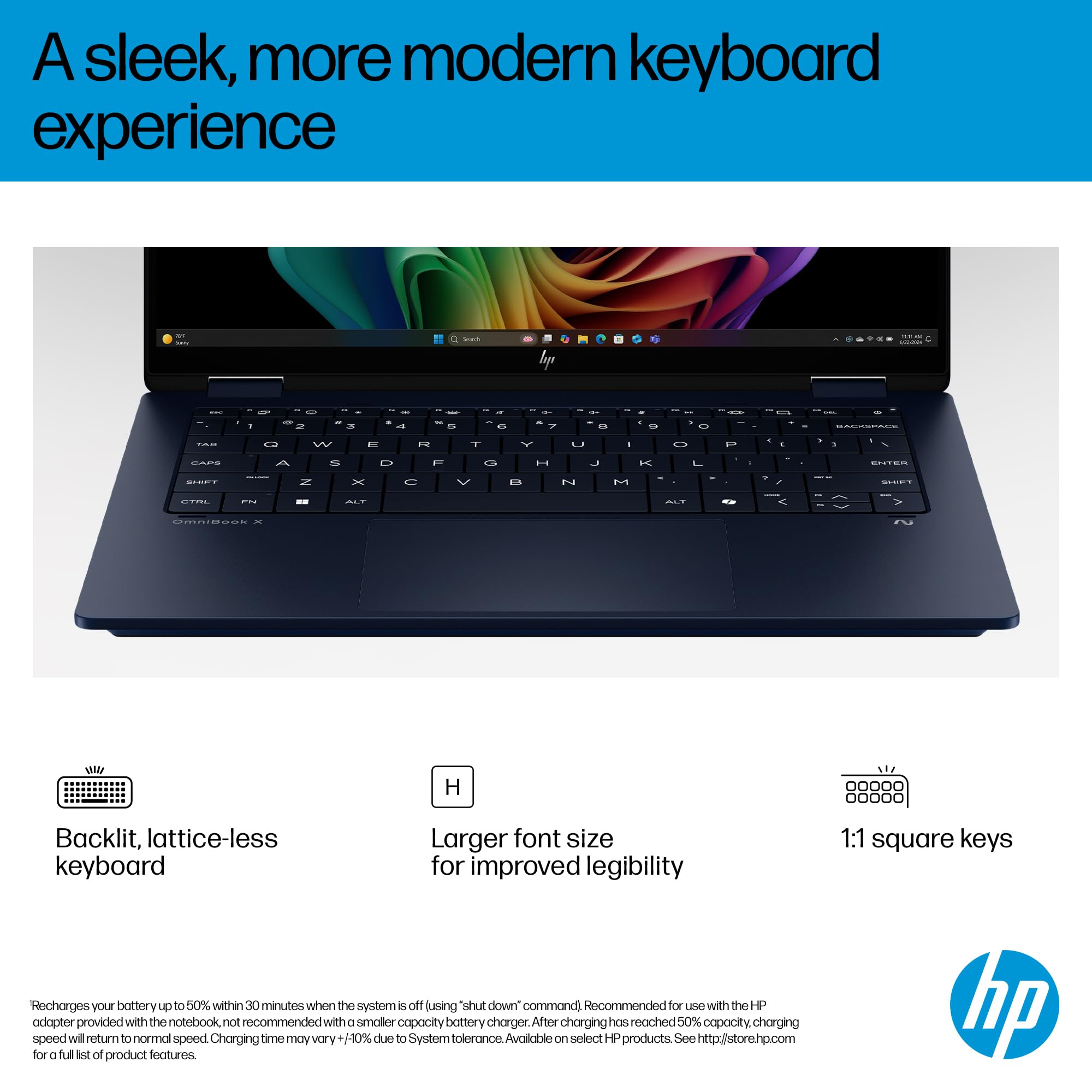 HP OmniBook X Flip 2-in-1 Next Gen AI 14" Laptop | CoPilot+ PC | Intel® Core™ Ultra 7-256V Processor | 16GB RAM | 1TB SSD | Intel Arc™ 140V Graphics | 2K OLED Touchscreen | Windows 11 | 14-fm0006sa — view 9