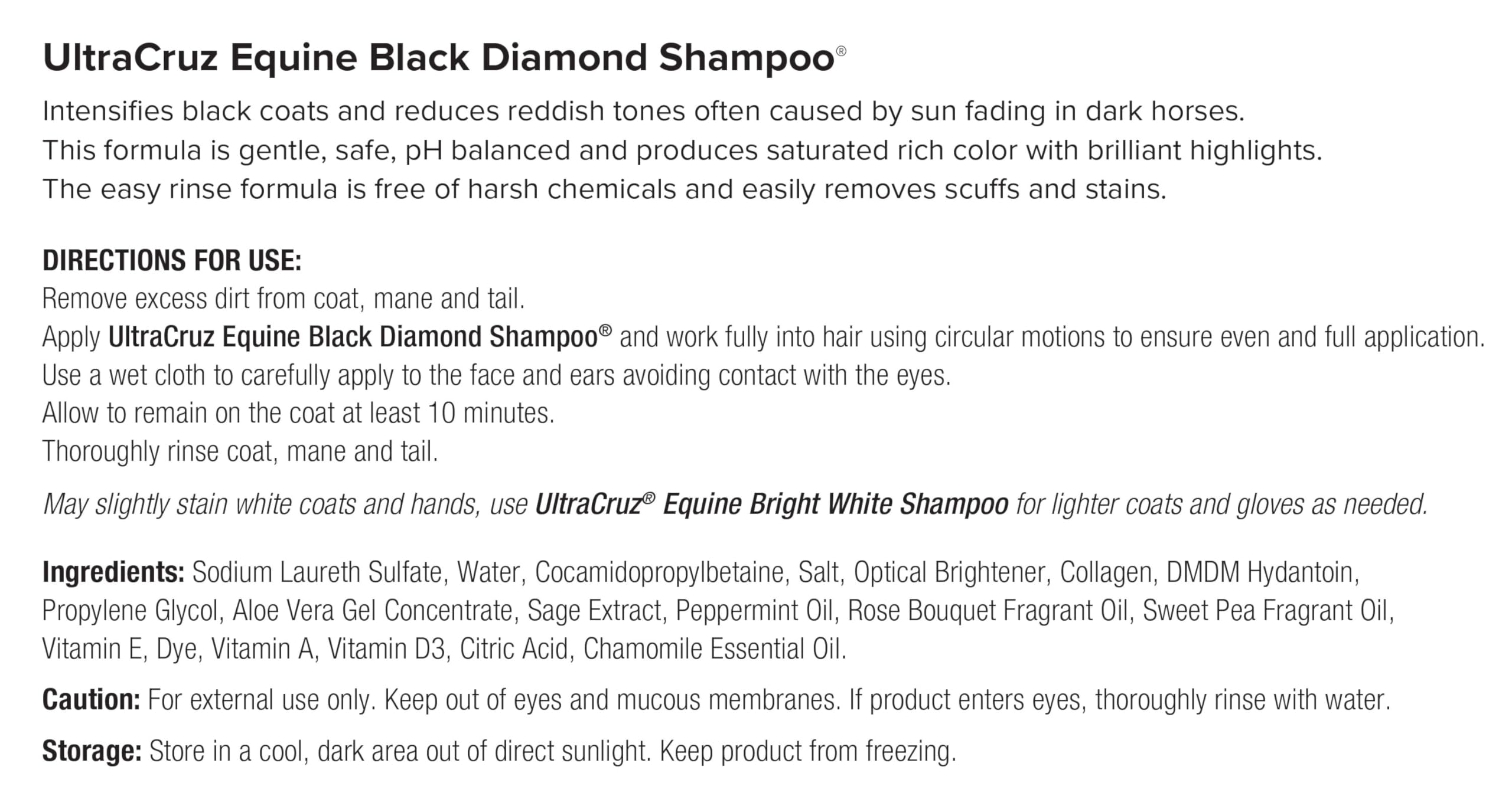 Szampon UltraCruz Equine Black Diamond Shampoo® dla koni, 32 uncje
