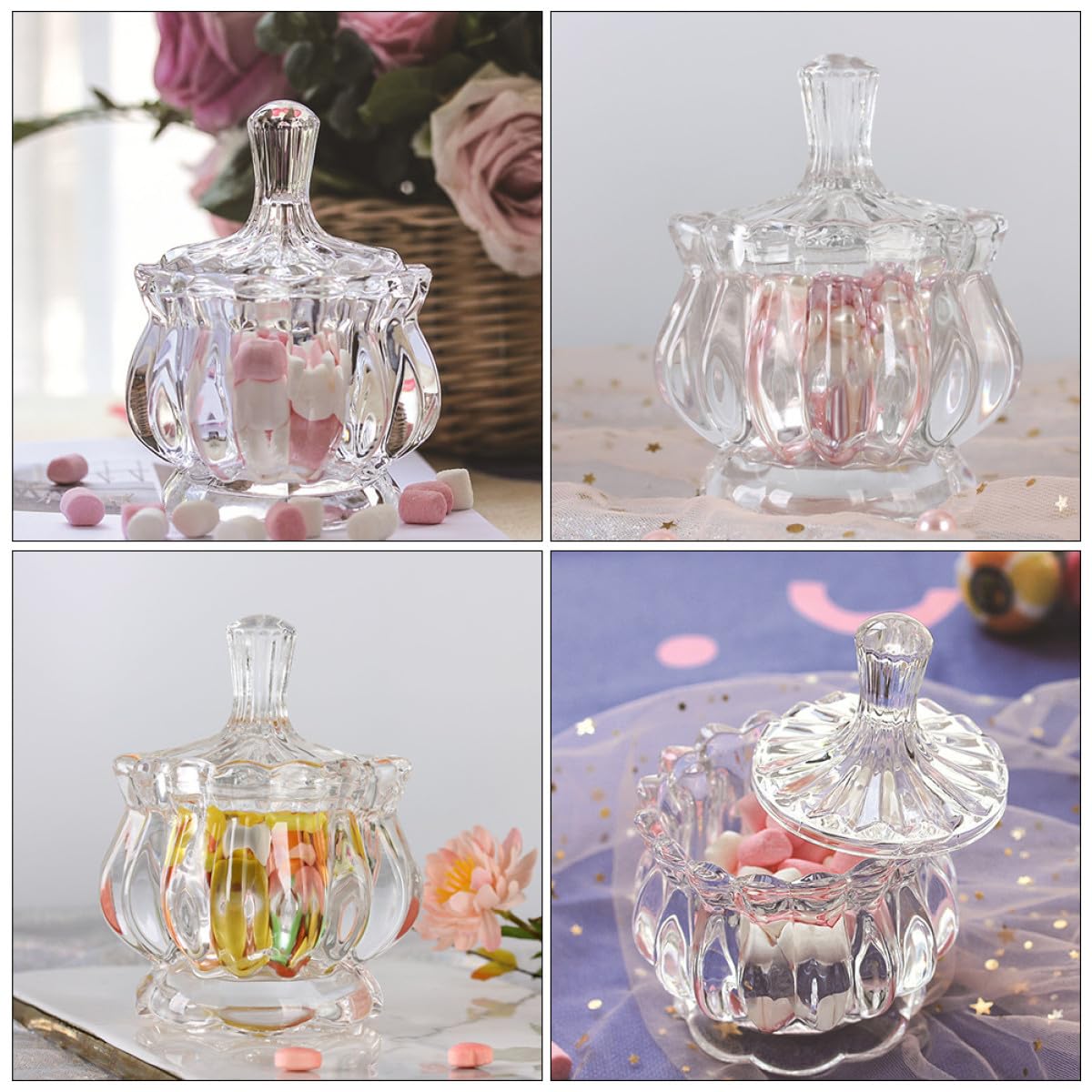 Hohopeti Vorratsgläser Feuchtigkeitsdichter Aufbewahrung Luftdichte 2 Stück mit Deckel Glasbehälter aus Glas für Süßigkeiten und Desserts