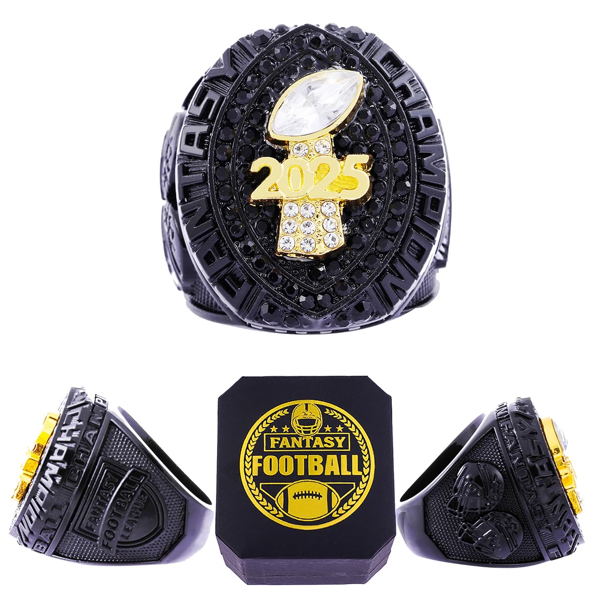 ZZXZJW 2025 Fantasy Football Championship Ring Trophy Award for Fantasy Football League Winner (Model 11, Size 11)