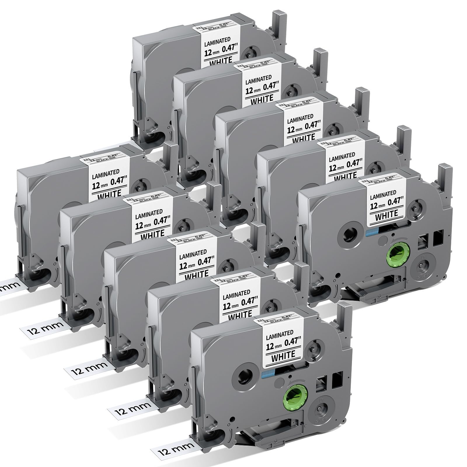 10 Pack TZe-231 TZe TZ Tape 12mm 0.47 Laminated White Label Maker Tape