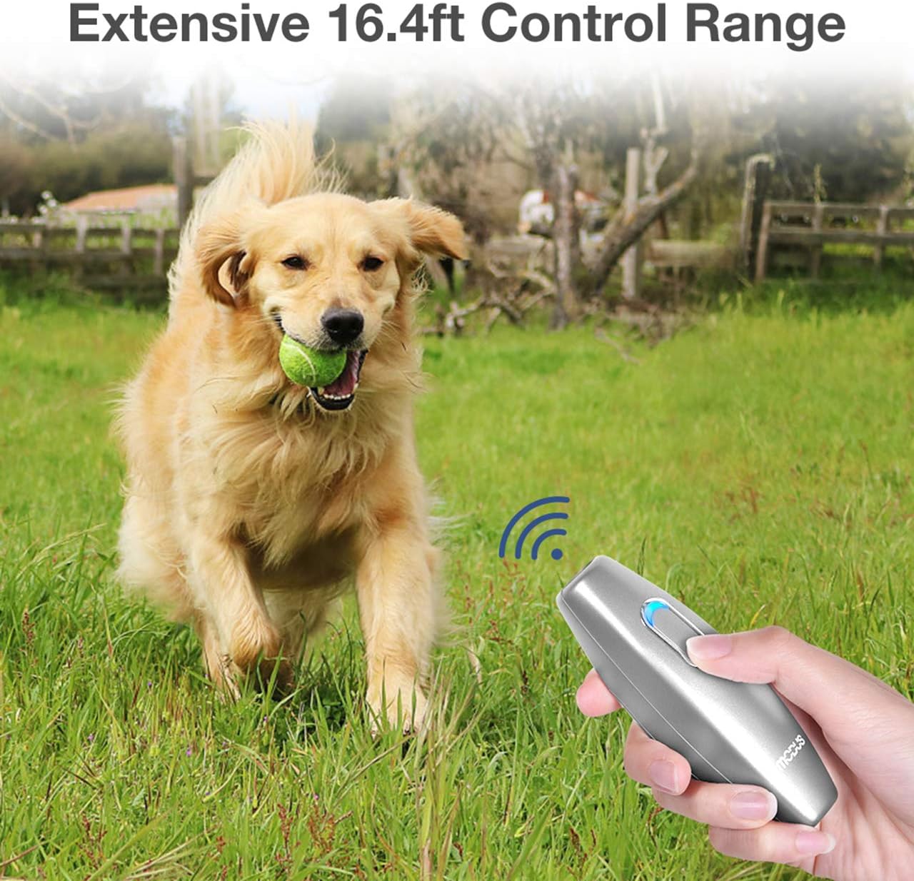 MODUS Bark Control Device - Anti Barking Device, 2-in-1 Dog Training Tool, 16.4 Ft Large Control Range, Safe to Use, Dog Silencer Dogs, Ultrasonic Dog Whistle Indoor&Outdoor