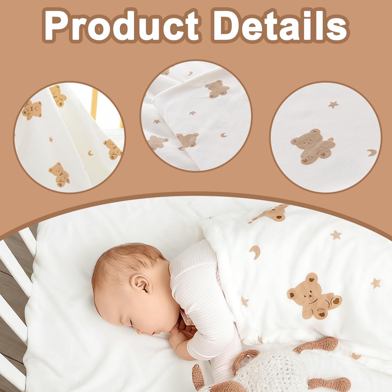 aieieii Thin Baby Blanket for Newborns Pram Blanket with a Small Drawstring Storage Bag Cute Bear Pattern Baby Blankets Newborn Soft - Image 3
