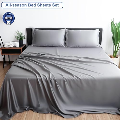 Miniatura 3 de MISERRO Juego de sábanas tamaño California King, sábanas suaves de microfibra cepillada, bolsillo profundo de 18 pulgadas, sábana bajera, sábana