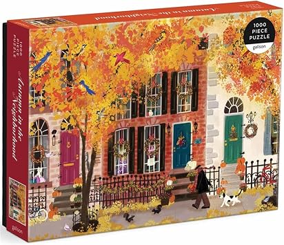 Autumn in The Neighborhood 1000 Piece Puzzle from Galison - 27" x 20" Beautifully Illustrated Puzzle from Joy LaForme, Thick & Sturdy Pieces, Challenging Activity for Adults, Unique Gift Idea!