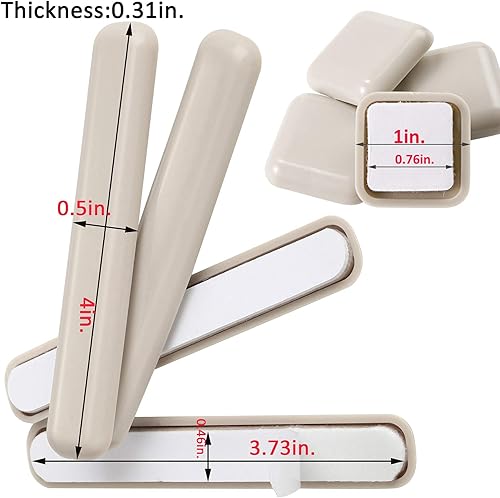 Miniatura 2 de Paquete combinado de 48 deslizadores de alfombra autoadhesivos para silla, 32 piezas cuadradas autoadhesivas de 1 pulgada y 16 unidades de 12 x 4