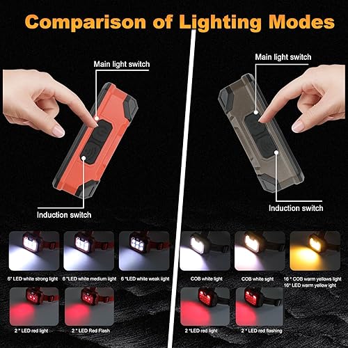 Miniatura 5 de Linterna frontal LED recargable con batería para la frente, 5 modos de luz, 1000 lúmenes altos, USB, C, impermeable, ultraligero, lámpara de cabeza,