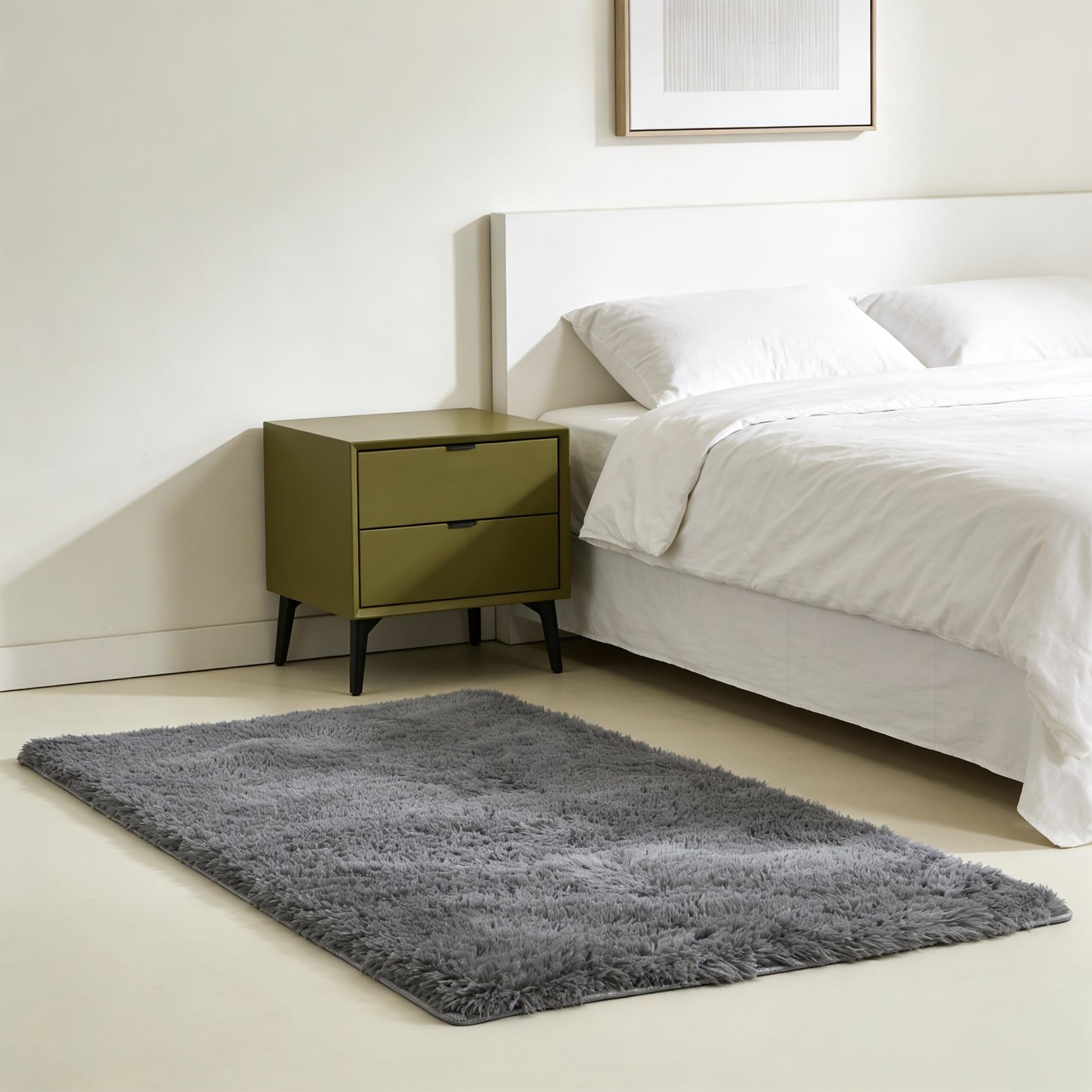 Tapis moelleux antidérapant à poils longs pour un salon moderne