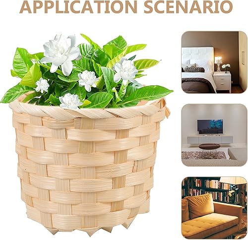 Miniatura 6 de HANABASS Cesta de almacenamiento de tejido de escritorio, pequeña caja de almacenamiento tejida de madera para escombros, manualidades, juguetes,