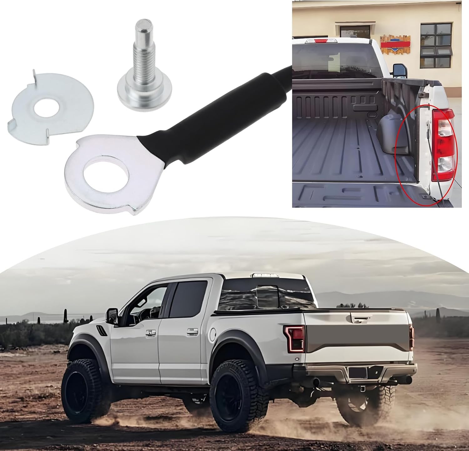 2pcs Car Rear Tailgate Cables with Screws Spacers Replacement Part E3TZ9943052B Compatible with Ford F150 F250 F350