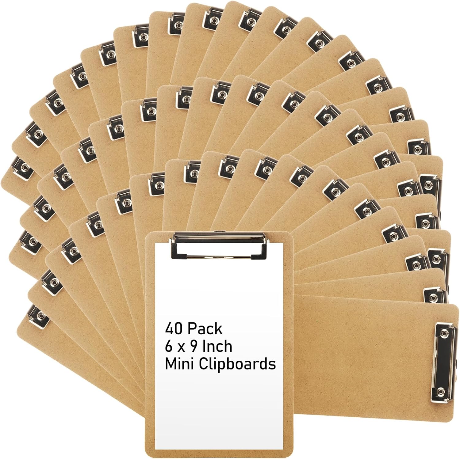 YAYODS 40 Pack 6" x 9" Clipboard Bulk, Mini Clipboard A5 Letter Size Clipboards with Low Profile Clip, Memo Size Clip Boards for Home, Office, Classroom Supplies
