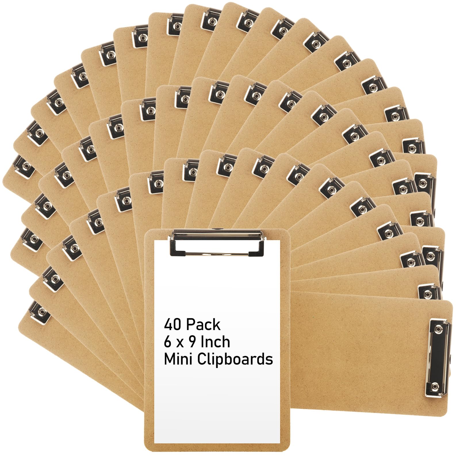 YAYODS 40 Pack 6" x 9" Clipboard Bulk, Mini Clipboard A5 Letter Size Clipboards with Low Profile Clip, Memo Size Clip Boards for Home, Office,