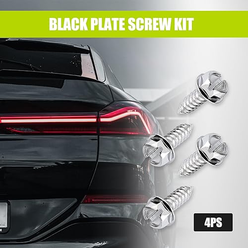 Miniatura 8 de Juego de 8 tornillos para matrícula, sujetadores de pernos de acero inoxidable 304, tornillo de cabeza hexagonal, universal para placas delanteras y