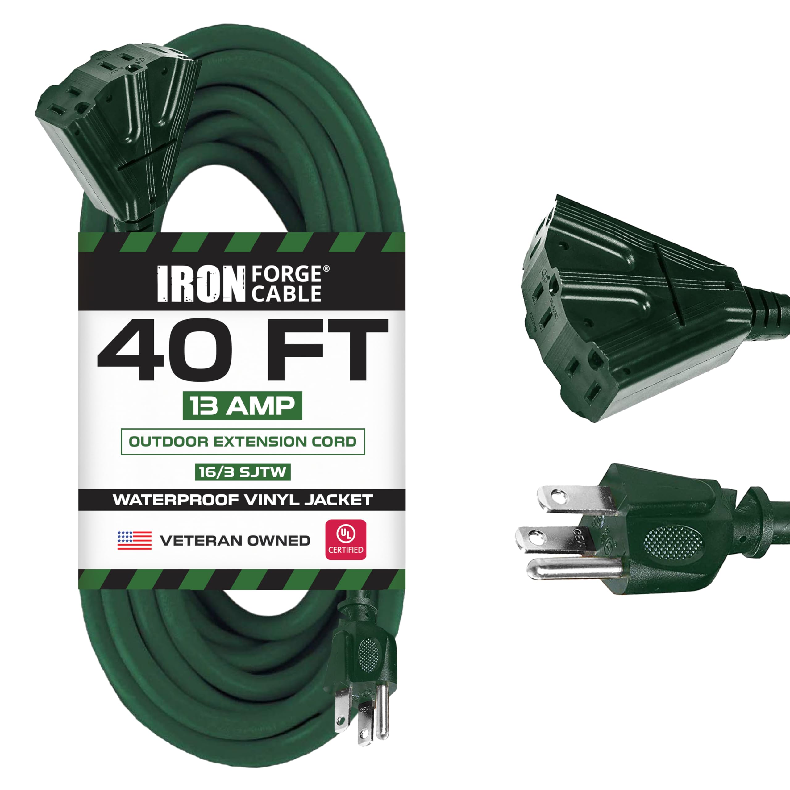 IRON FORGE CABLE 40 Foot Outdoor Extension Cord with 3 Electrical