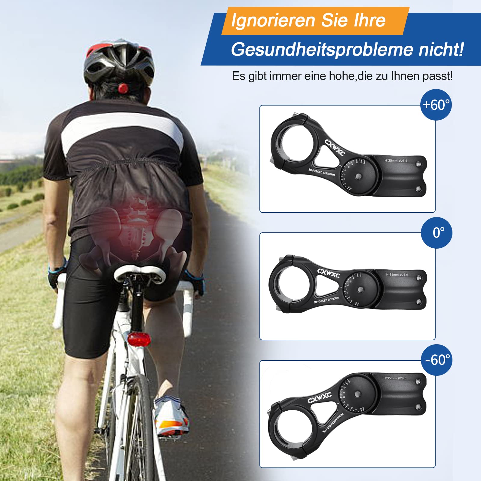 CXWXC Fahrradlenker Vorbau Verstellbarer Aluminiumlegierungs Lenkererhöhung für MTB, Rennräder, BMX - 31.8mm*90/110/145mm Bequemlichkeit für Lange Stunden im Sattel (31.8 x 90mm)