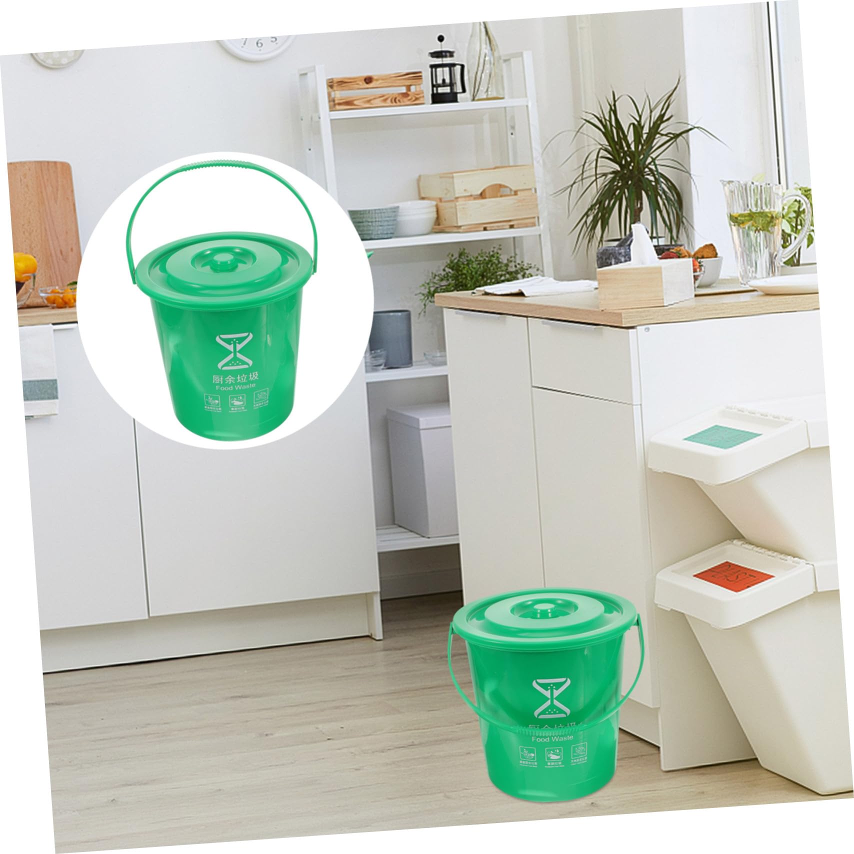 Küchen Komposteimer mit Deckel 10l aus Robustem Kunststoff mit Aktivkohlefilter Bioabfalleimer für Innenbereich mit Tragegriff und Geruchsschutz