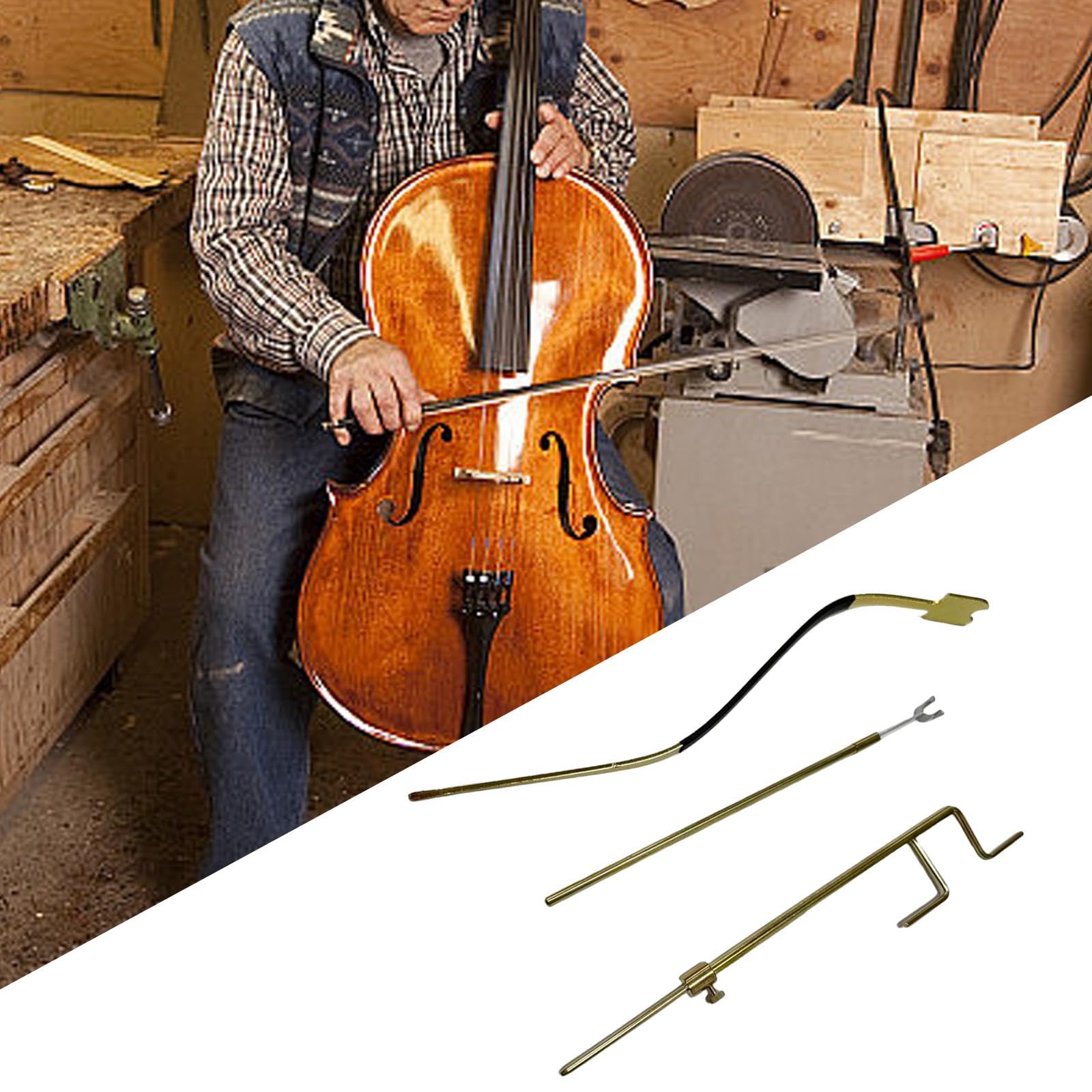 F Fityle Kit d'outils de réparation de violoncelle 3 pièces, pince de colonne sonore et pièces de violoncelle de réglage, mesureur de jauge de poste sonore, courbé