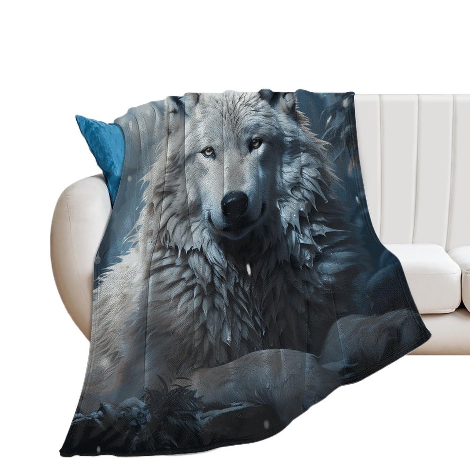 Couverture flanelle loup légère et chaude pour frileux canapé