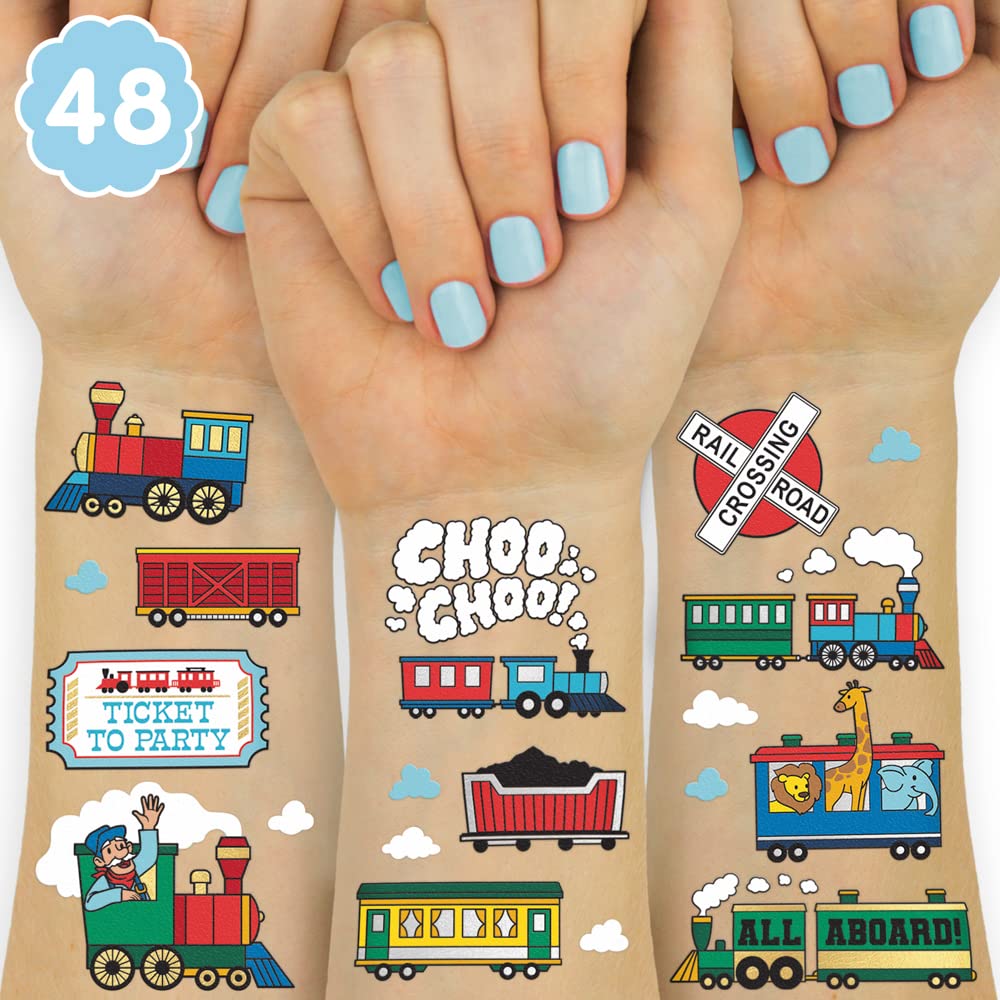 Buy xo, Fetti Train Party Supplies Temporary Tattoos for Kids 48