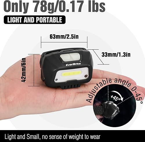 Miniatura 4 de EverBrite Linterna frontal recargable, linterna LED brillante con sensor de movimiento con 6 modos, faro ajustable para adultos con luz blanca y