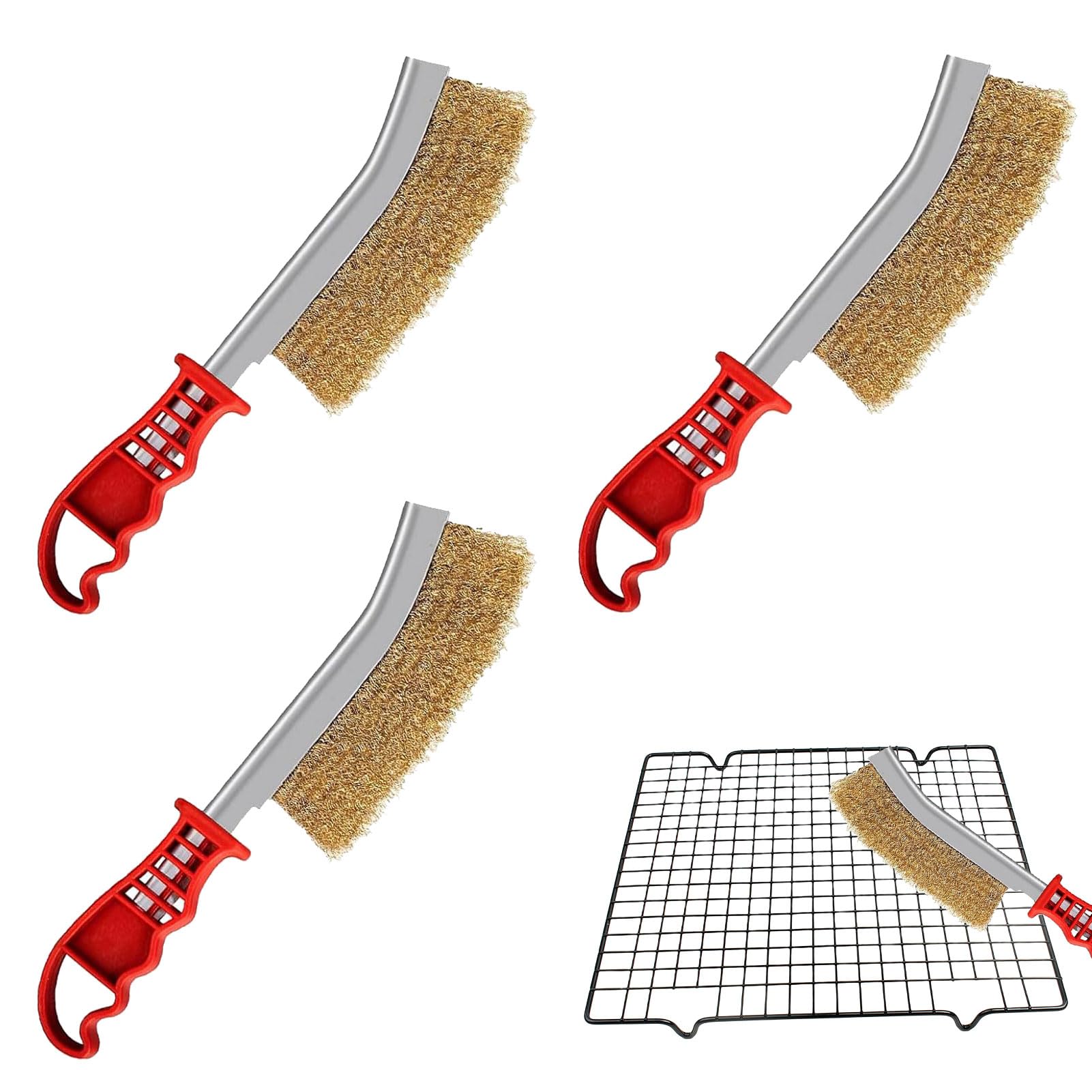 5 Brosses En Laiton Pour Barbecue - 24x5cm, Poignée Antidérapante, Pour Nettoyer Grilles, Rouille, Graisse