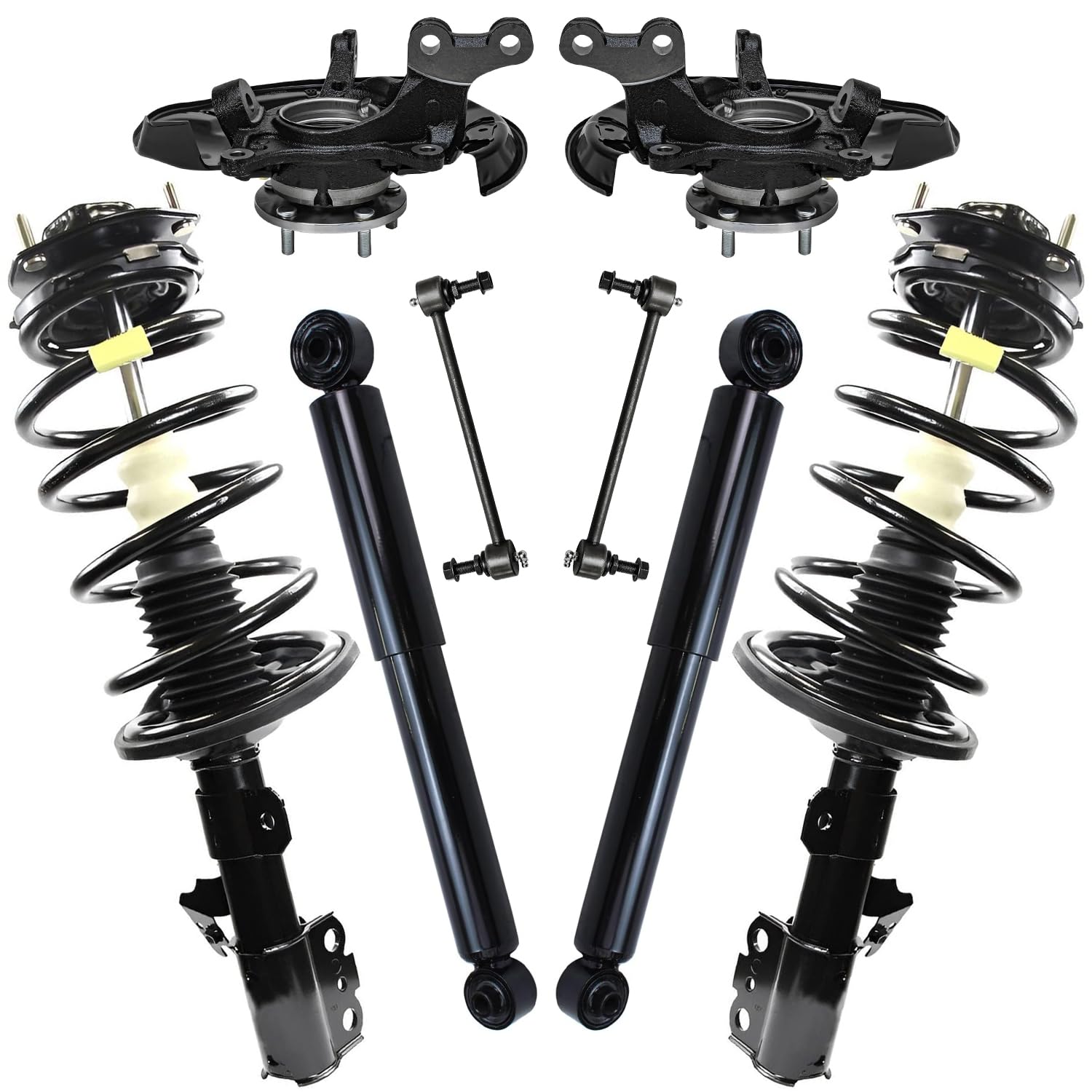 Detroit Axle - Front Steering Knuckles &amp; Wheel Hub Bearings Struts Sway