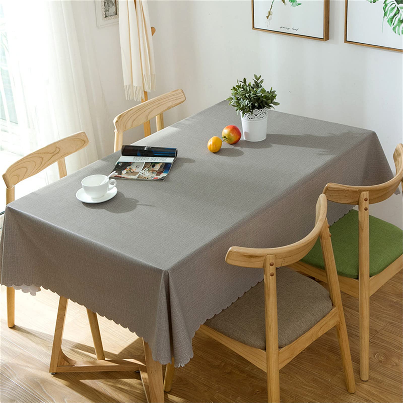 Nappe de cuisine en PVC lavable kaki pour pique-nique et repas de fête