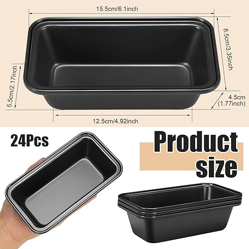 Miniatura 3 de Uiifan 24 piezas de mini moldes para hornear pan, antiadherentes, moldes pequeños de pan de plátano de 6.1 x 3.3 x 2.1 pulgadas, antiadherente de