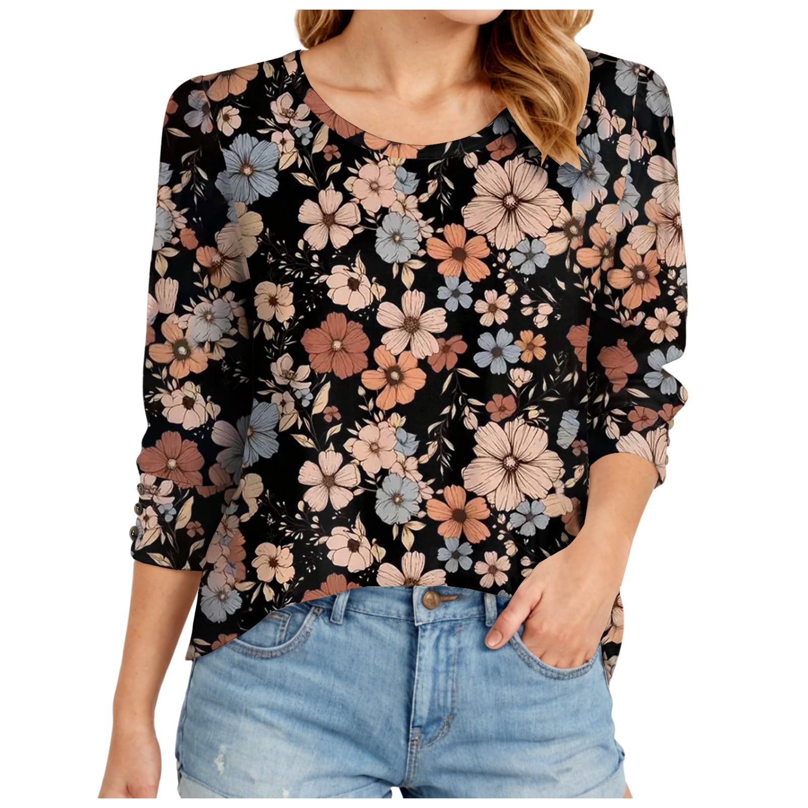 [Gakivit] tシャツ レディース 五分袖 厚手 カットソー 無地 丸首 ラウンドネック ストレッチ シンプル ゆったり 半袖 春 夏 トップス ブラウス 七分丈 カジュアル オフィス フォーマル おしゃれ シャツ きれいめ 白 通勤