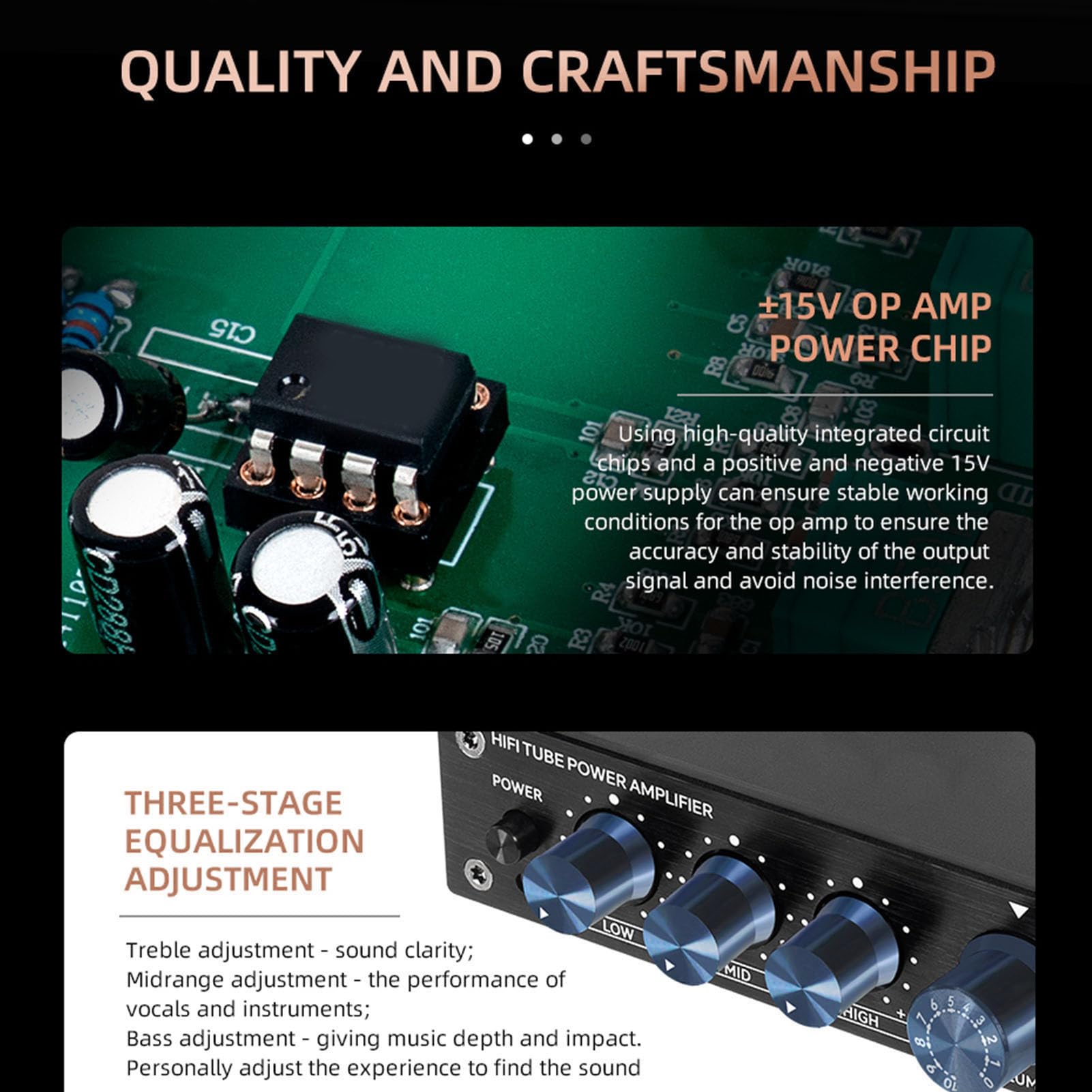 Preamplificatore HiFi a Valvole, Preamplificatore Stereo di qualità Audiofila con Regolazione dei Bassi e degli Acuti per Sistemi Audio (Plug 'UE 100-240V)
