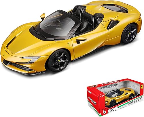 118 Bburago 2022 SF90 Spider Coche de simulación convertible Vehículos fundidos a presión estática Modelo coleccionable Juguetes de coche