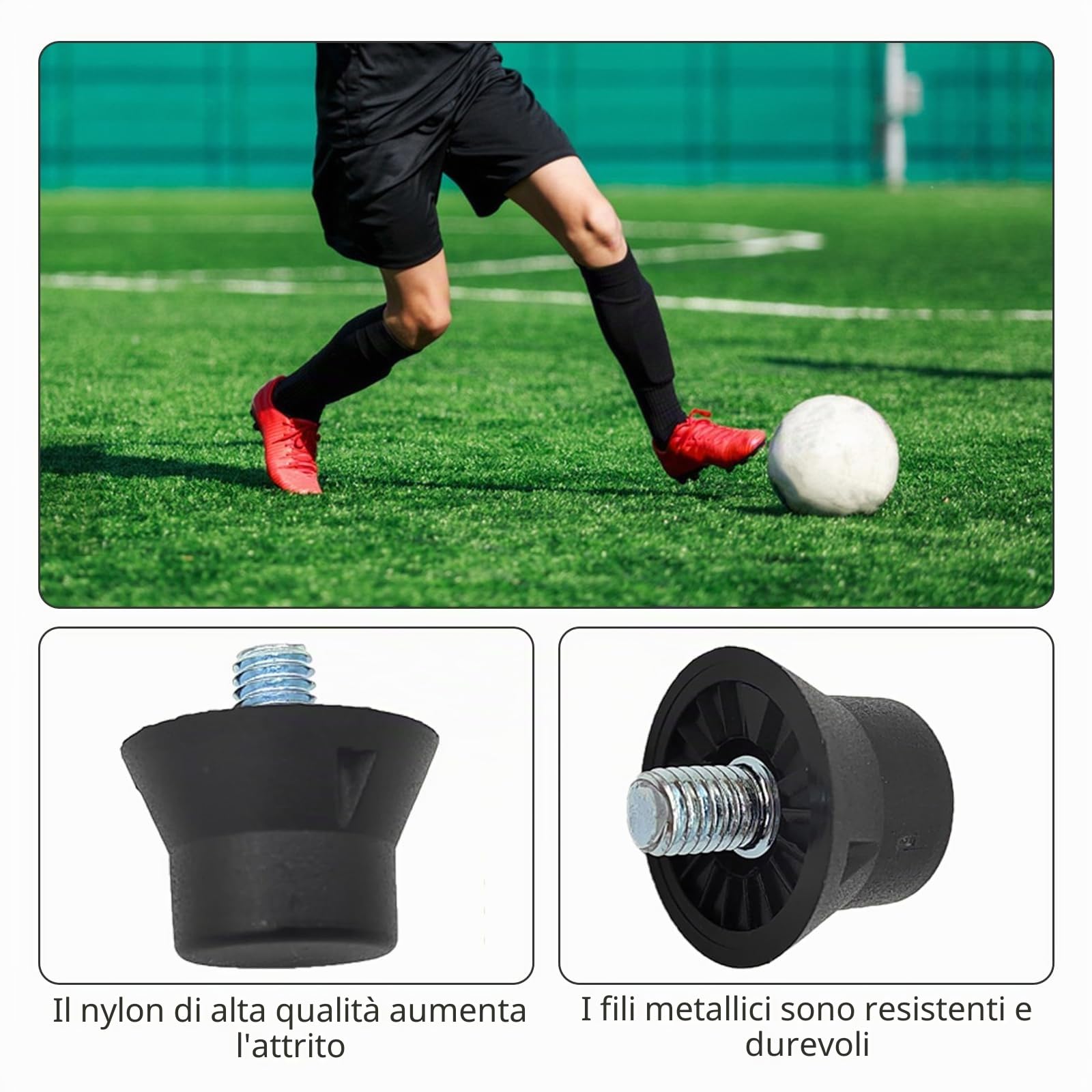 Tacchetti Sostitutivi per Scarpe Sportive - 12PCS Tacchetti Plastica Calcio Resistenti e Antiscivolo - Viene Fornito con 1 Chiave Inglese