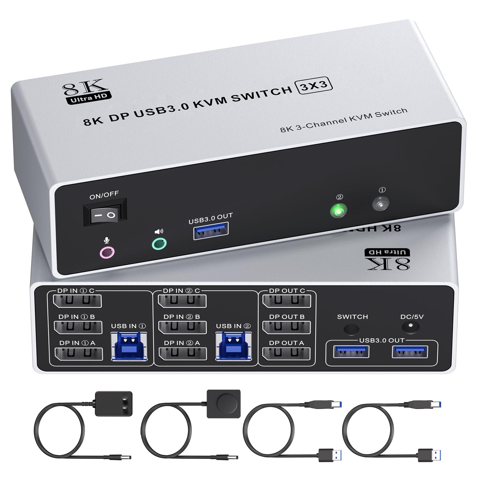 Amazon.co.jp: Displayport KVM 切替器 2 入力3 出力、8K@60Hz/4K