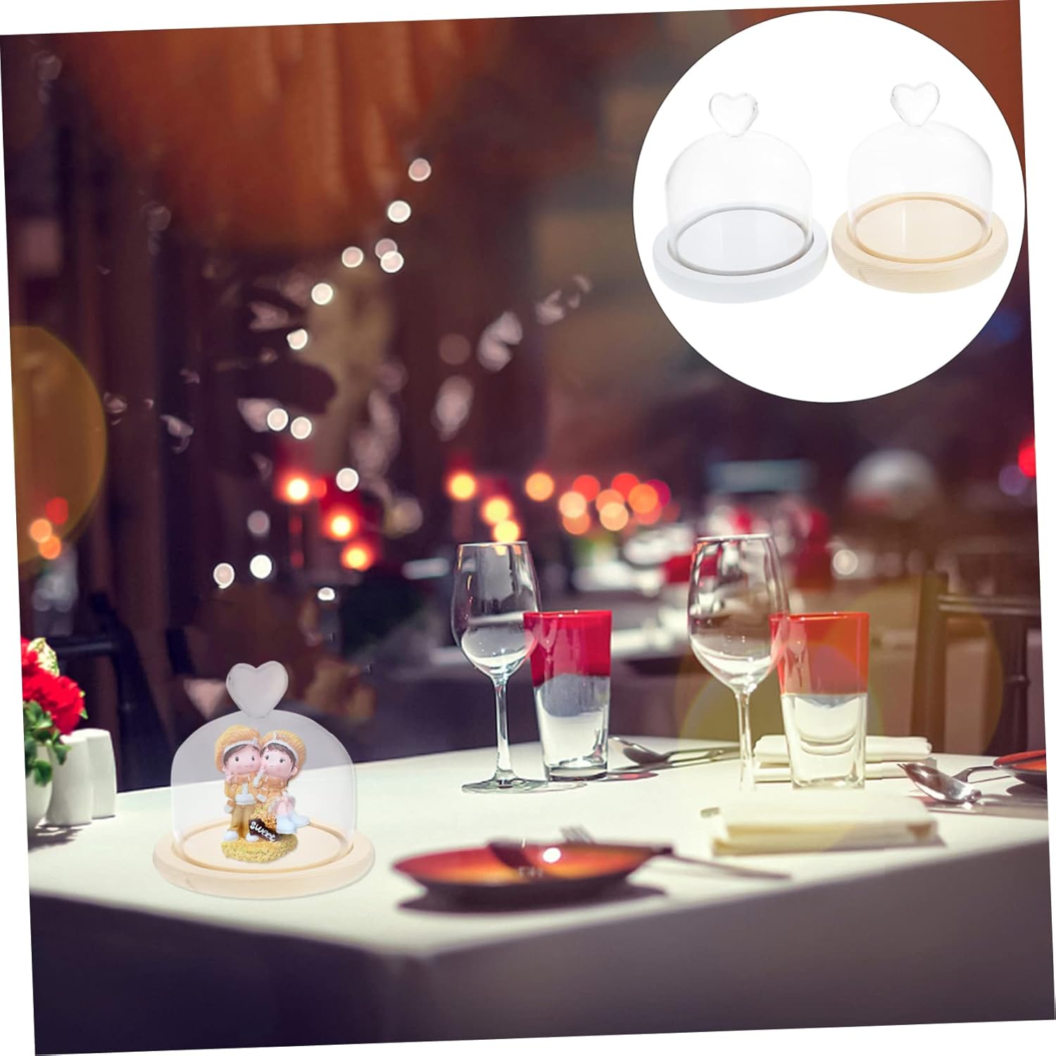 PRETYZOOM 6pcs Preserved Flower Glass Dome Creative Adornment for Landscape Display Glass Cover and Bases for Home Decor and Floral Arrangements