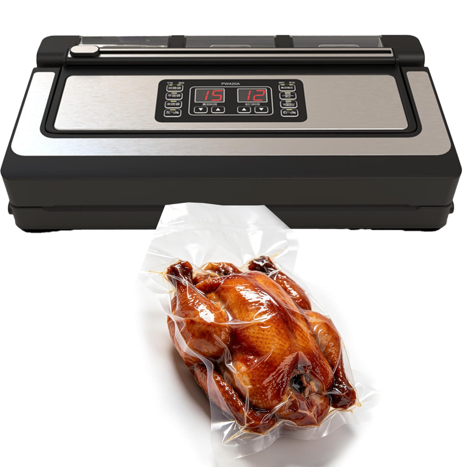 KRYANFEN Heat Sealer Machine Vacuum Storage Bags Automatic Packing Unit 90KPa 42cm Seal Width for Whole Poultry Coffee Beans Commercial Restaurant 110V