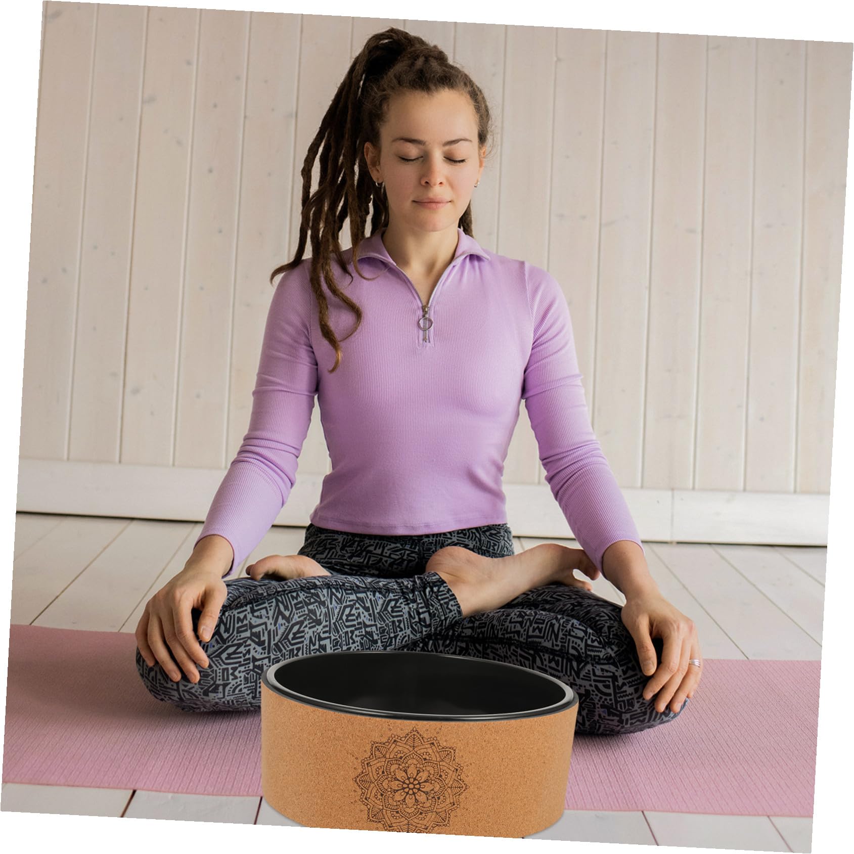 Rueda de Entrenamiento de Yoga de Corcho y Tpe Antideslizante