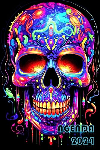 Agenda 2024 Semainier Drole: Planification Astucieuse et Inspirations Quotidiennes. Planificateur Hebdomadaire "Tête de Mort" 1 semaine sur 2 Pages ... et Chic pour Homme, Femme, Jeune &amp; Adolescent