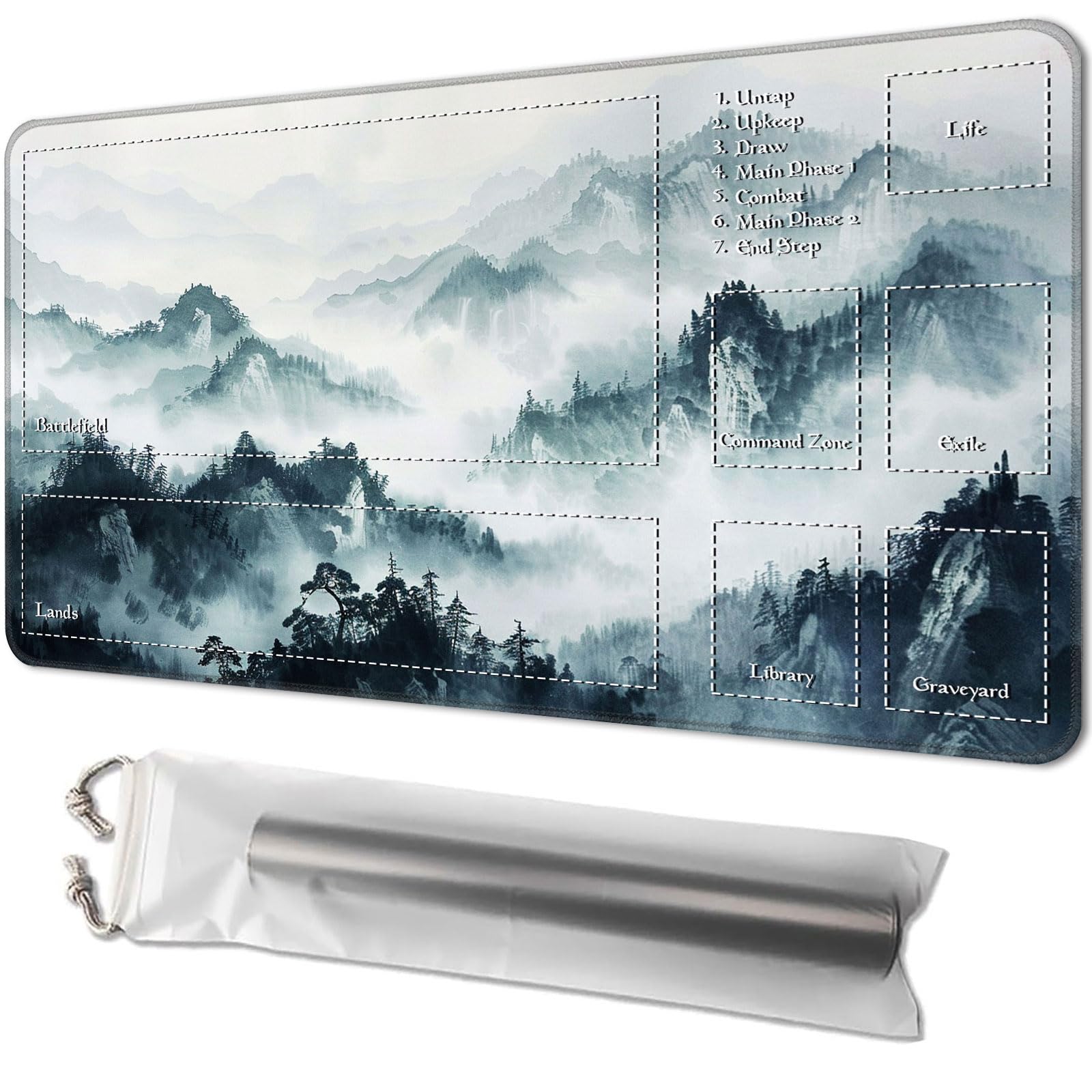 Playmat for MTG, Game Mat 24 x 14 inches, with Free Storage Bags, TCG and Board Game Mat for Cards, Ideal for Card Game Enthusiasts, Mushrooms Forest