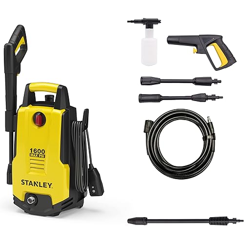 Stanley SHP1600-BNDTW, Includes SHP 1600 Electric Pressure Washer with Bayonet Turbo Wand. 1600 PSI, 1.3 GPM, Precise Spray Pattern, Trigger Gun, 20' Hose, 15 lbs