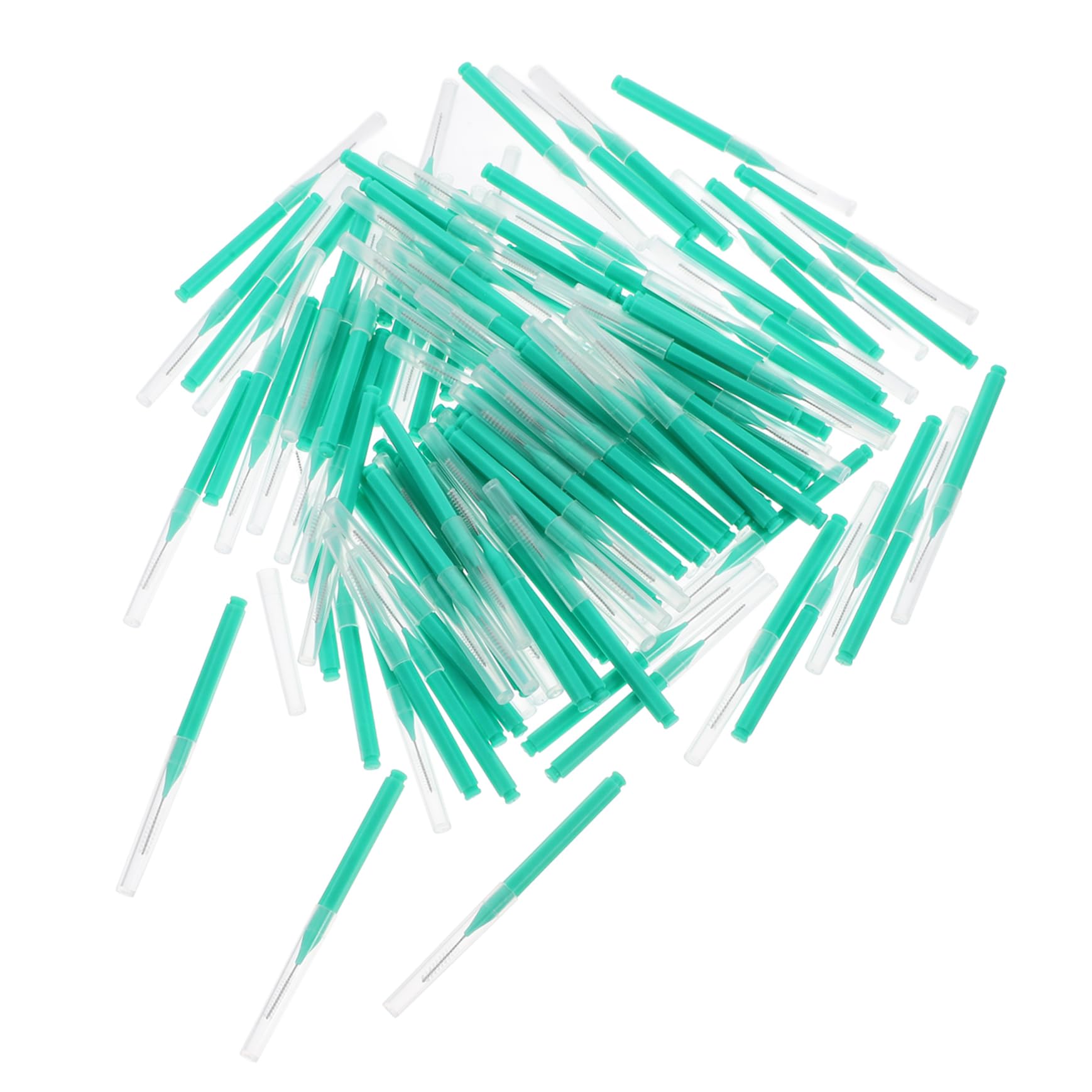 Gatuida 100pcs Interdental Brushes for Braces Tooth Cleaning Tool for Food Particle Removal Convenient Handle Design for Gaps Green Cleaning Brushes