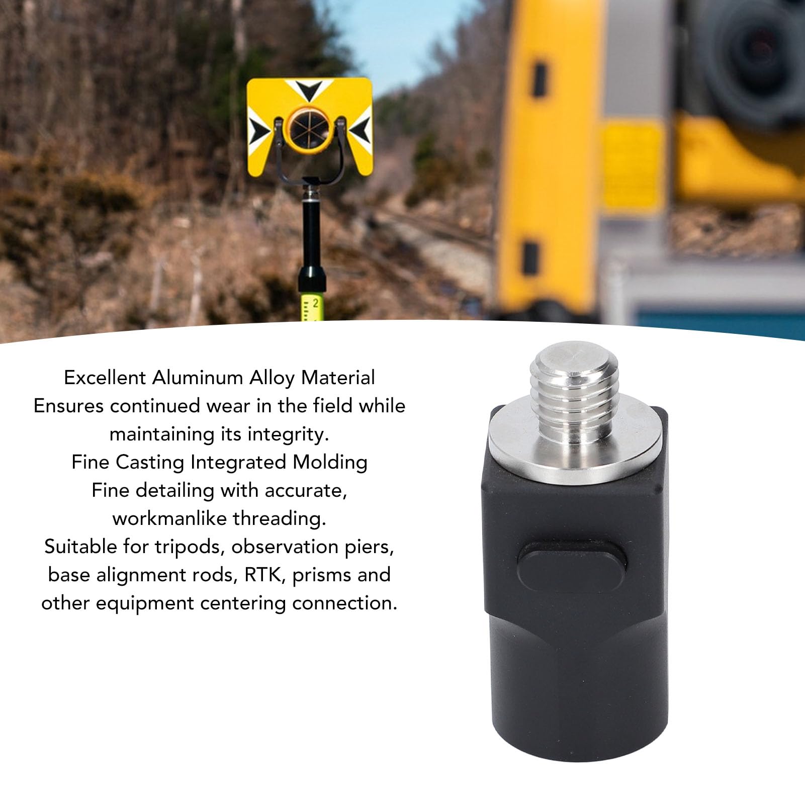 Adapter Pryzmowy, Zintegrowany Adapter GPS ze Stopu Aluminium o Wysokości 60 Mm, do Statywów RTK Pierścienie Obserwacyjne Pręty Wyrównujące podstawę